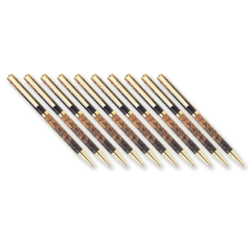7 mm Slim Style Solid Clip Ballpoint Pen Kit - Finish:Cobalt Gold - Pieces:10-Piece